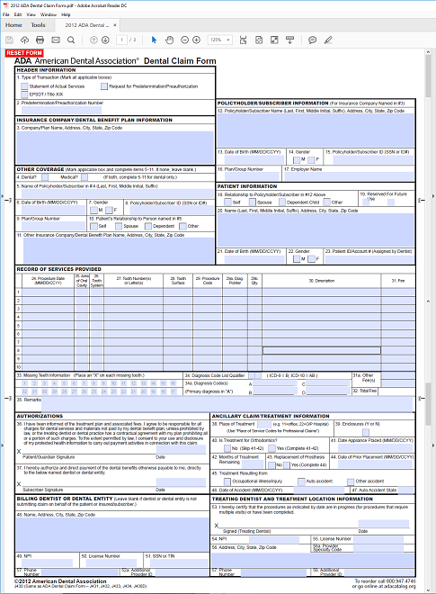 dental claim form