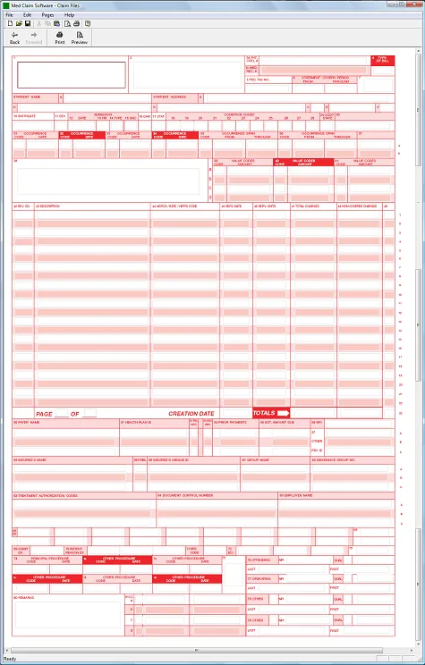 UB-04 claim software screen